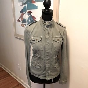 Melville Military Style Collarless Cropped Utility Jacket Size S